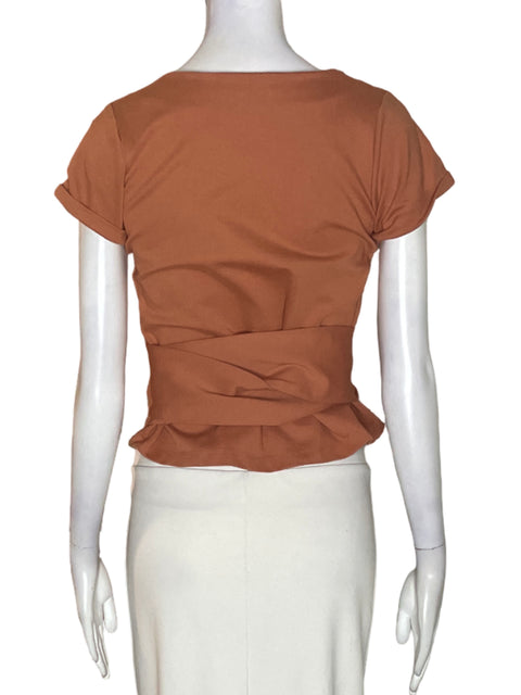 Blusa Padova Cruzado Manga corta Marrón - Talla XS