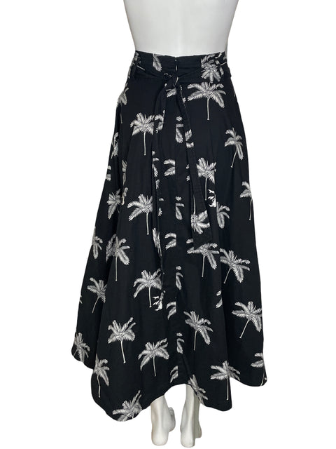 Falda Ann Taylor de Algodón Estampado Negro - Talla 8