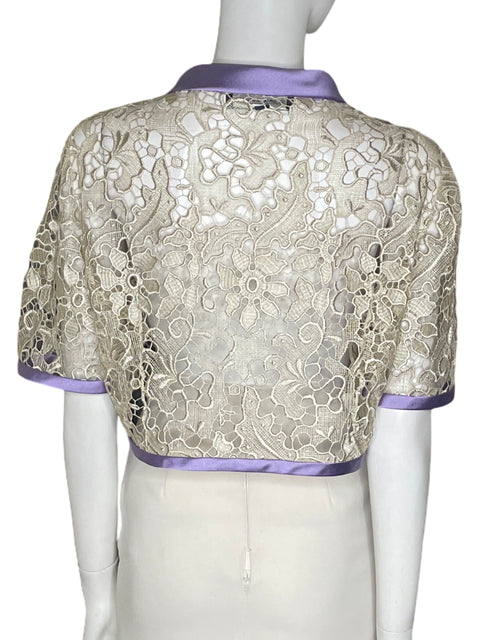 Chaleco Gloria Estellés Bordado Encaje Beige - Talla 48