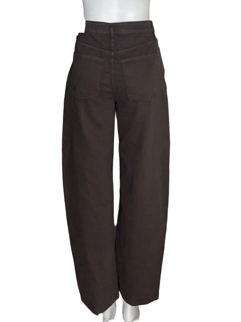Pantalón Mango Baggy Zipper Marrón - Talla 38