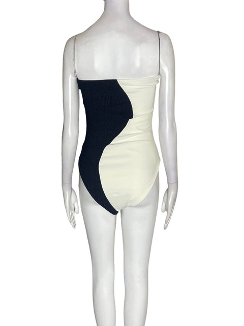 Vestido De Baño Saudade De Voce Bicolor Texturizado Blanco - Talla L