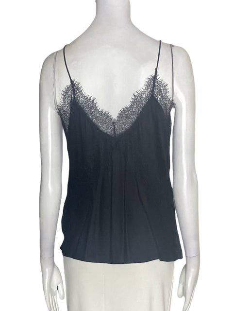 Blusa Massimo Dutti Tiras Encaje Negro - Talla M