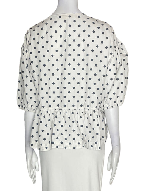 Blusa La Maregold de Algodón Lunares Lazos Blanco - Talla M