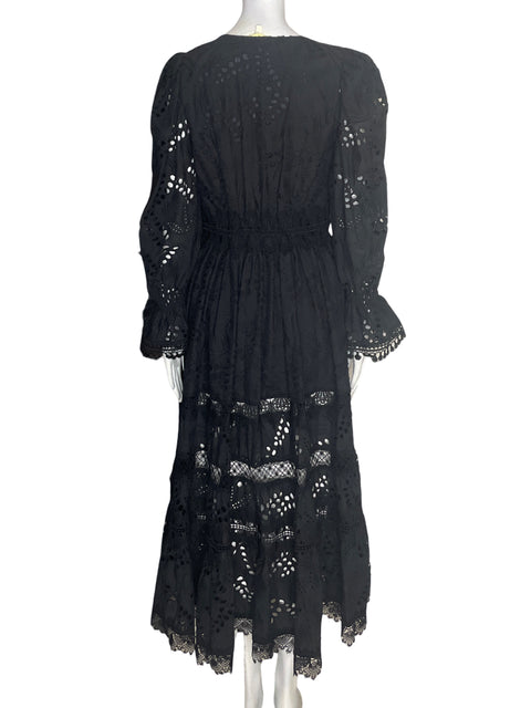 Vestido Waimari de Algodón Tejido Maxi Negro - Talla S