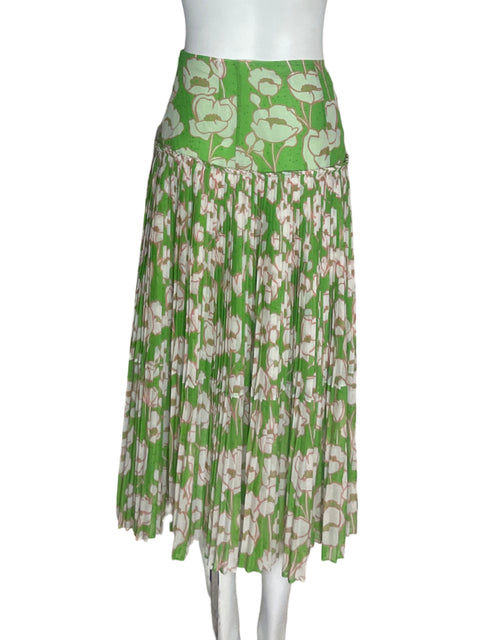 Falda Ted Baker Plisado Floral Verde - Talla S