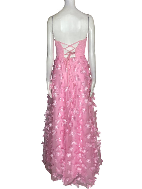 Vestido De Fiesta Dear Mon Apliques Maxi Rosado - Talla S