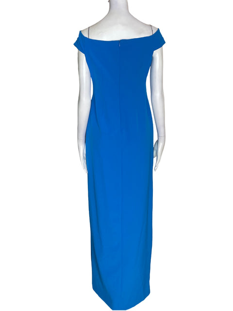 Vestido De Fiesta Ralph Lauren Maxi Liso Azul - Talla 0