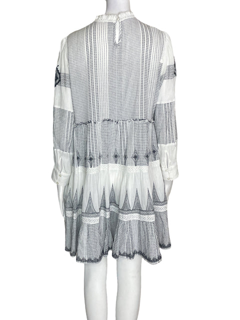 Vestido Tesoro Tps de Algodón Manga larga Midi Blanco - Talla S