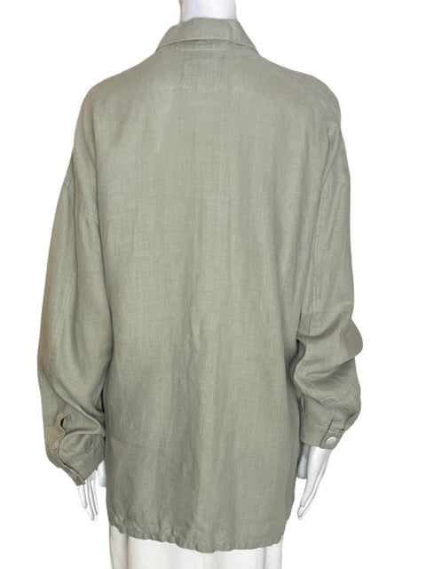 Camisa Kurt Kolln de Lino Bolsillo Botones Gris - Talla 2