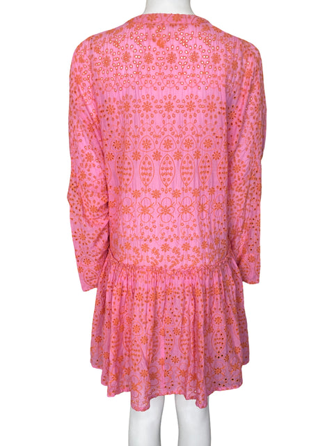 Vestido Antica Sartoria Bordado troquelado Rosado - Talla M
