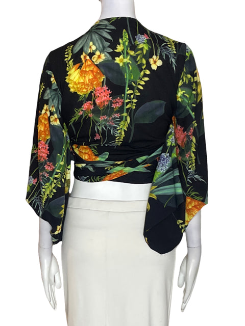 Blusa Beulah de Algodón Cuello v Crop Negro - Talla S