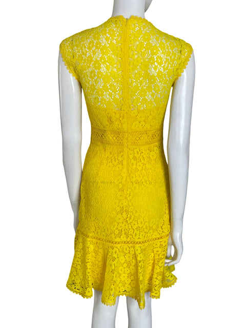 Vestido Karen Millen de Algodón Midi Encaje Mangas casquillo Amarillo - Talla 4