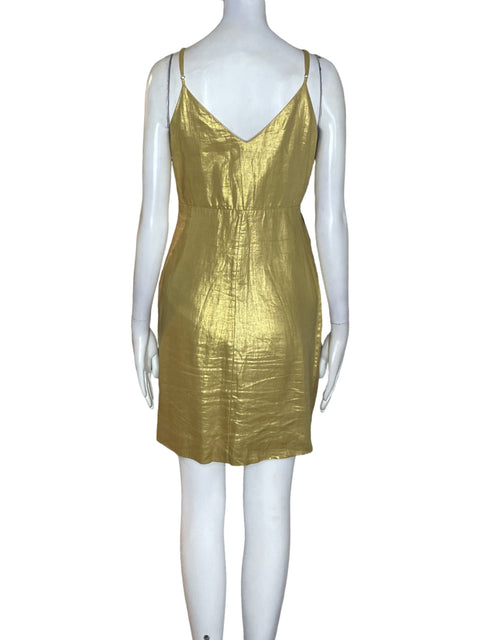 Vestido Sandro Tiras Mini Dorado - Talla S