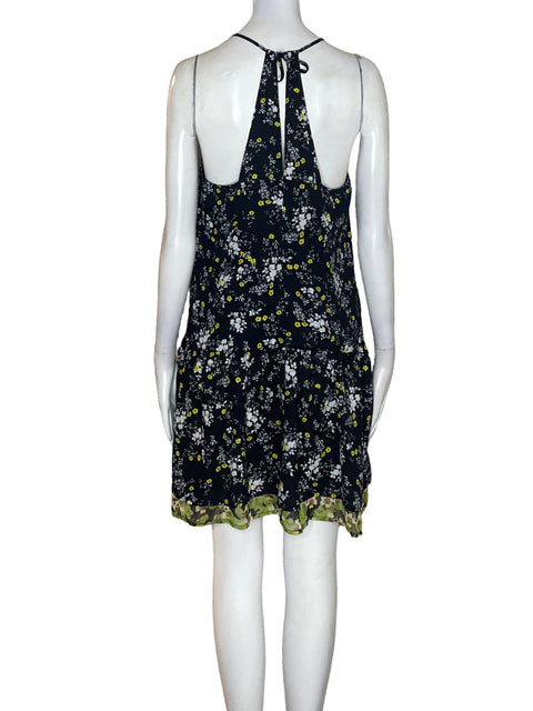 Vestido Vera Wang Floral Tiras Negro - Talla M