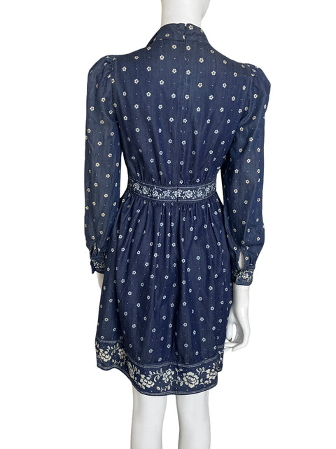 Vestido Kate Spade de Algodón Mini Estampado Manga  abullonadas Azul - Talla 0