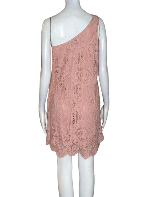 Vestido Sugar+lips de Algodón Tejido Oneshoulder Rosado - Talla S