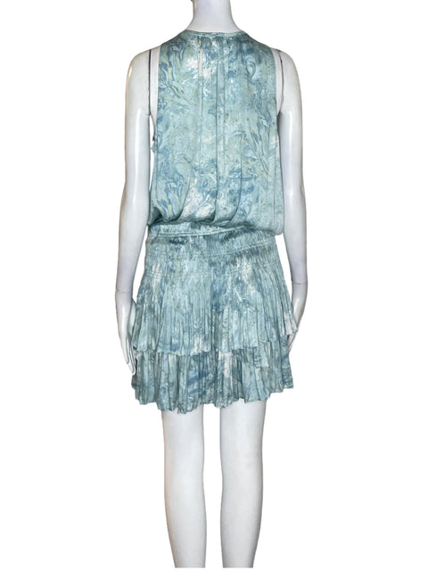 Vestido Current Air Estampado Plisado Azul - Talla M