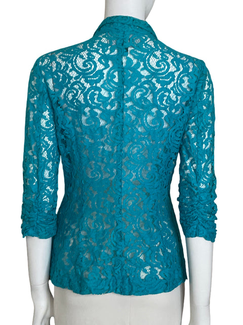 Blusa Karen Kane de Algodón Encaje Mangas fruncidas Azul - Talla XS