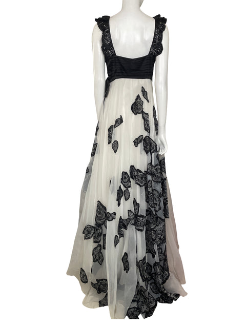 Vestido De Fiesta Princesse Haute Couture Maxi Tirantes abullonados Falda vaporosa de tul Negro - Talla 40