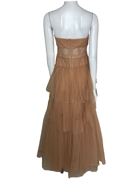 Vestido De Fiesta Bcbg Maxazria Tul Bustier Beige - Talla 10