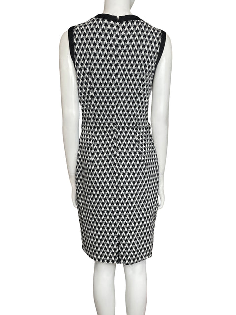 Vestido Sharagano Geométrico Midi Gris - Talla 8