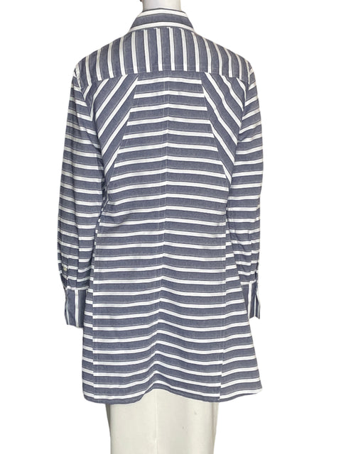 Blusa Donna Karan de Algodón Rayas Manga larga Gris - Talla M