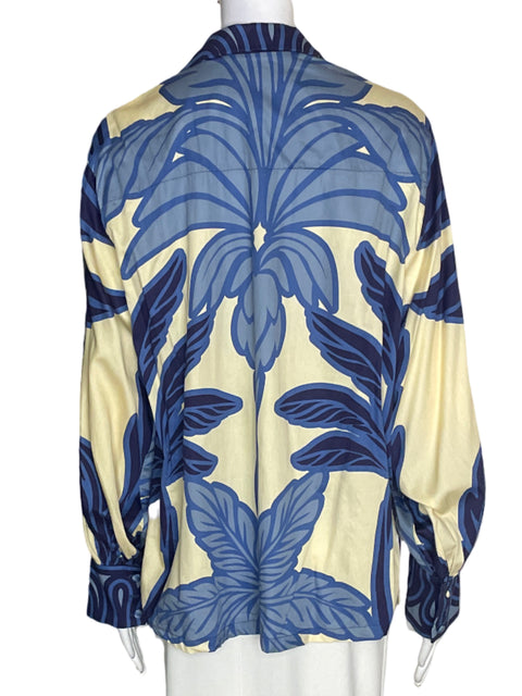 Camisa Eugenia Fernandez de Algodón Botones Bolsillo Azul - Talla M
