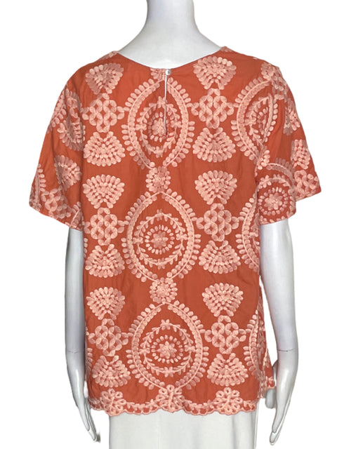 Blusa Eri+ali de Algodón Bordado Manga corta Naranja - Talla L