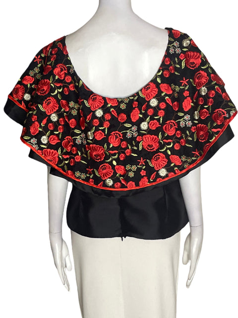 Blusa Celi Pizan Ruchas Satinado Negro - Talla L