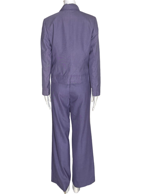 Conjunto Oscar De La Renta Blazer/pantalon Zipper Morado - Talla 6