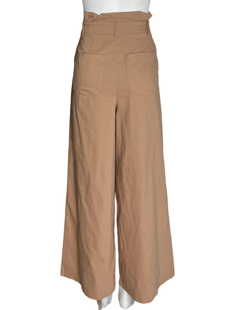 Pantalón Express de Algodón Recto Wide-leg Marrón - Talla 10