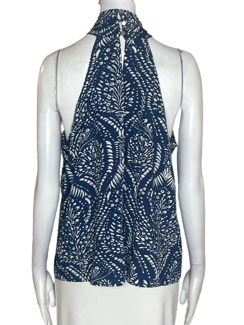 Blusa Esprit Halter Estampado Azul - Talla L