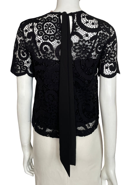 Blusa Nanette Lepore de Algodón Encaje Manga corta Negro - Talla XS