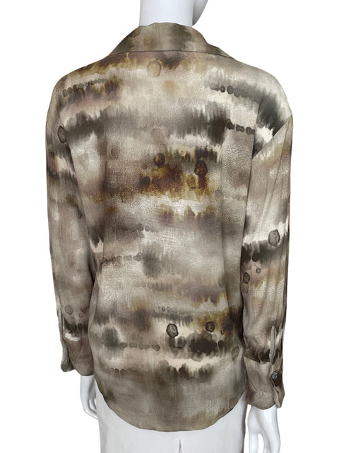 Blusa Zara de Viscosa Estampado Tie-dye Marrón - Talla XS