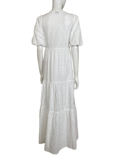 Vestido Everbelle de Algodón Encaje Mangas abullonadas Blanco - Talla 8