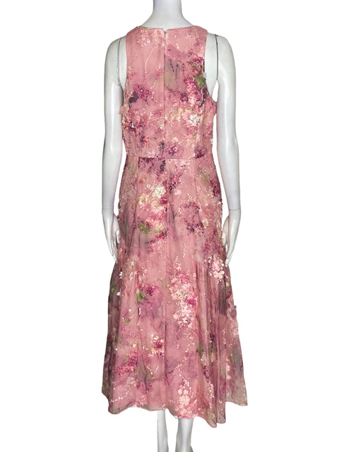 Vestido De Fiesta Aidan Mattox Sin mangas Apliques Rosado - Talla 8