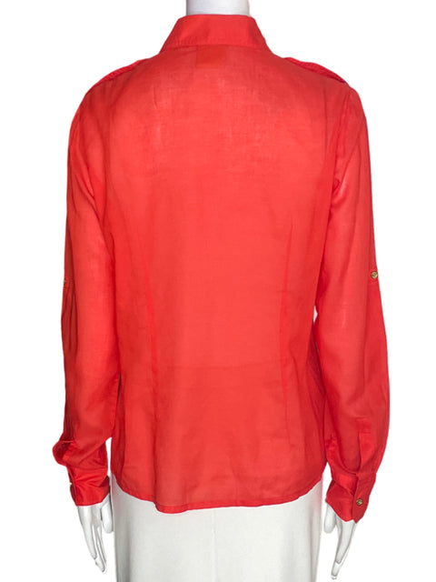 Camisa Tory Burch de Algodón Manga larga Botones Naranja - Talla 8