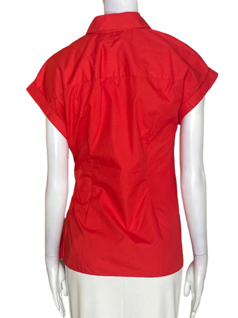 Blusa Zara de Algodón Cruzado Manga corta Naranja - Talla S