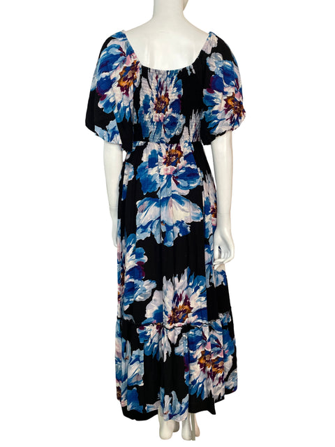 Vestido White Closet Estampado Mangas abullonadas Azul - Talla S