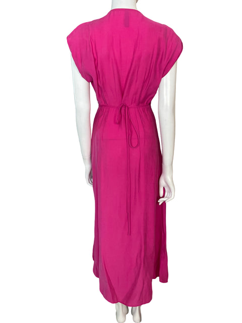 Vestido Mango Cuello v Midi Rosado - Talla S