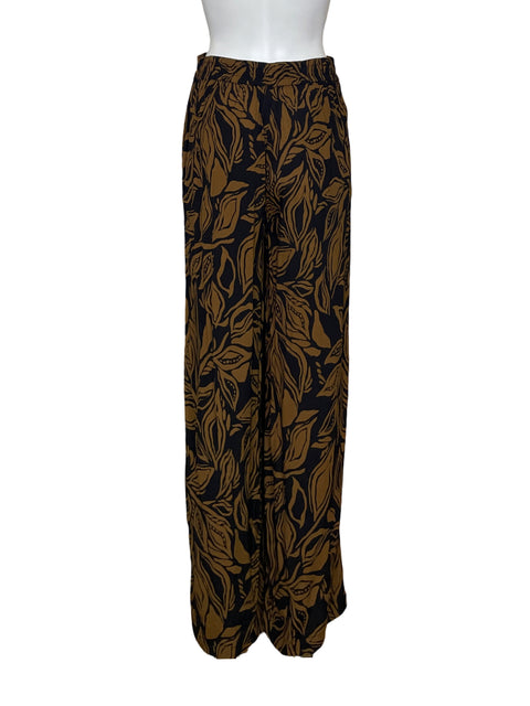 Pantalón Mango de Viscosa Estampado Palazo Marrón - Talla S