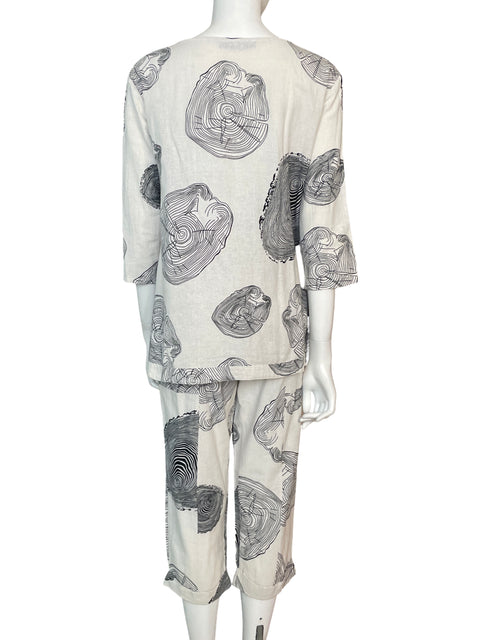 Conjunto Zanzea de Algodón Estampado Manga larga Beige - Talla S