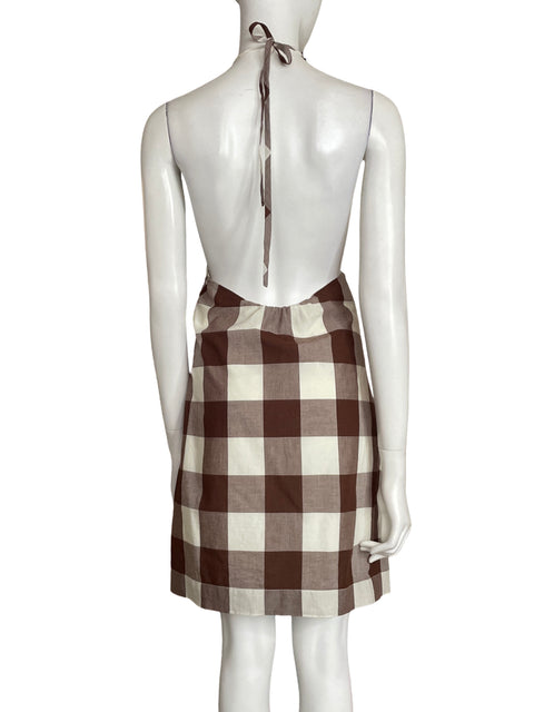 Vestido Posse de Algodón Cuello halter Mini Marrón - Talla L