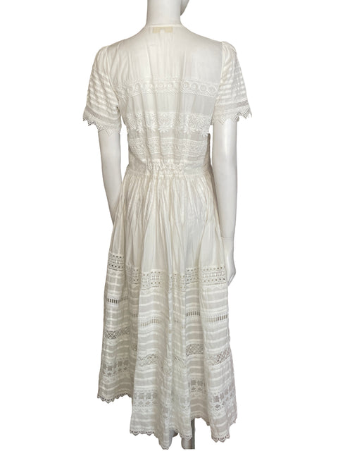 Vestido Waimari de Algodón Bordado Maxi Blanco - Talla S