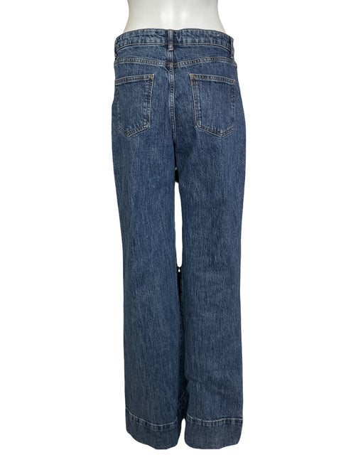 Pantalón Zara de Algodón Recto Azul - Talla 40