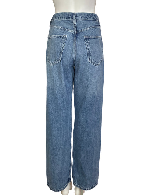 Pantalón Massimo Dutti de Algodón Recto Wide-leg Azul - Talla 40