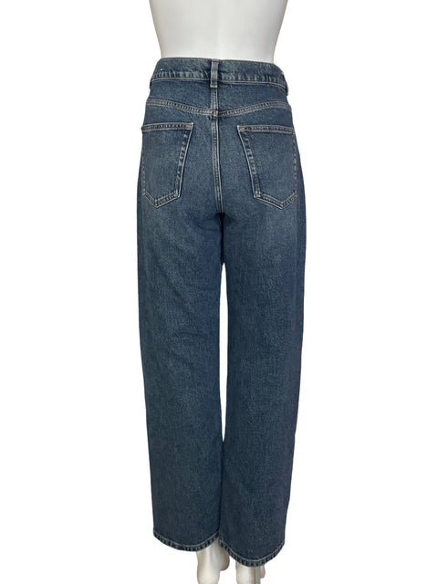 Pantalón Massimo Dutti de Algodón Recto Wide-leg Azul - Talla 40