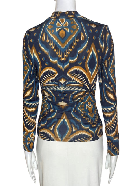 Blusa Farm Ajustado Estampado Azul - Talla XS