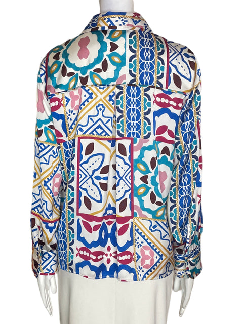 Camisa Zara Estampado Manga larga Azul - Talla XS