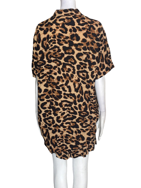 Conjunto Calma de Viscosa Short/camisa Animal print Marrón - Talla M